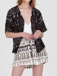 FRINGES BLACK cropped shirt