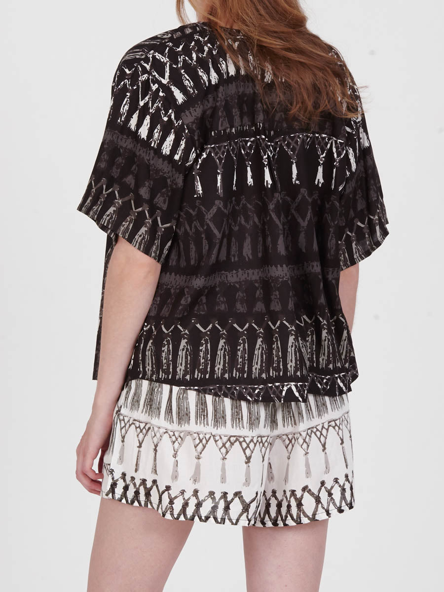 FRINGES BLACK cropped shirt
