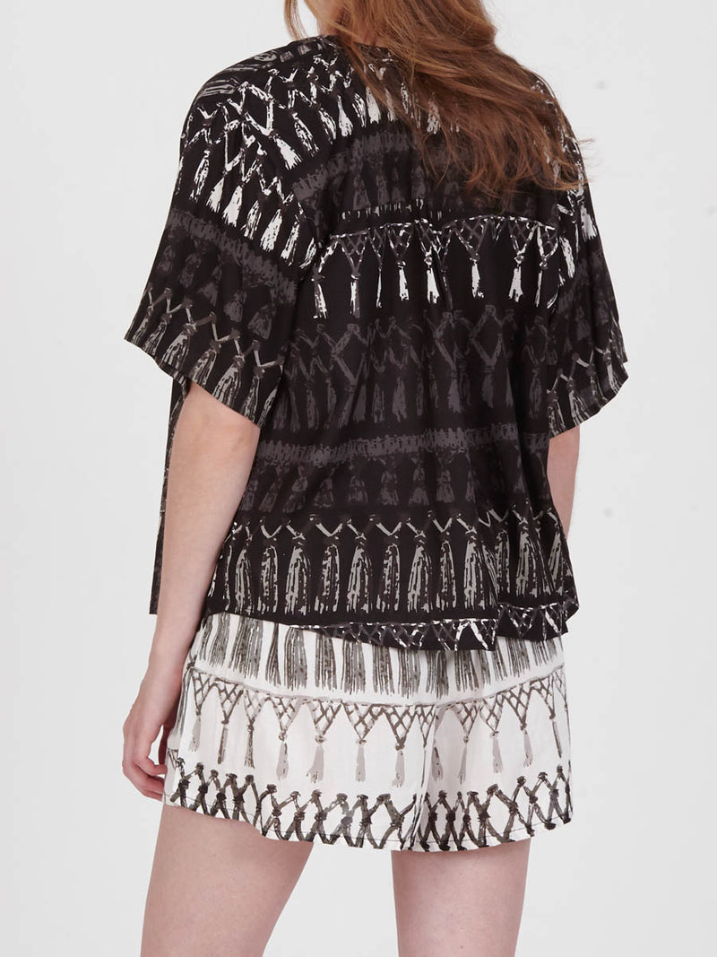 FRINGES BLACK cropped shirt