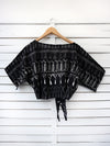FRINGES BLACK tie front top