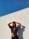 FRINGES BLACK cropped shirt