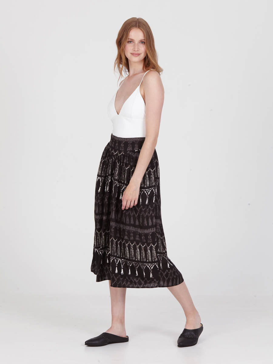 FRINGES BLACK wide leg culotte