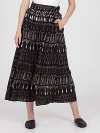 FRINGES BLACK midi skirt with extra band on waist back