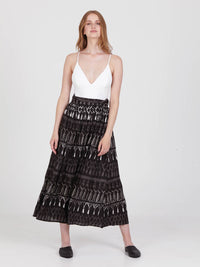 FRINGES BLACK midi skirt with extra band on waist back
