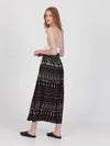 FRINGES BLACK midi skirt with extra band on waist back