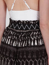 FRINGES BLACK midi skirt with extra band on waist back