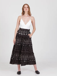 FRINGES BLACK midi skirt with extra band on waist back