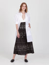 FRINGES BLACK midi skirt with extra band on waist back