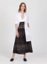 FRINGES BLACK midi skirt with extra band on waist back