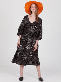 FRINGES BLACK loose shirt dress