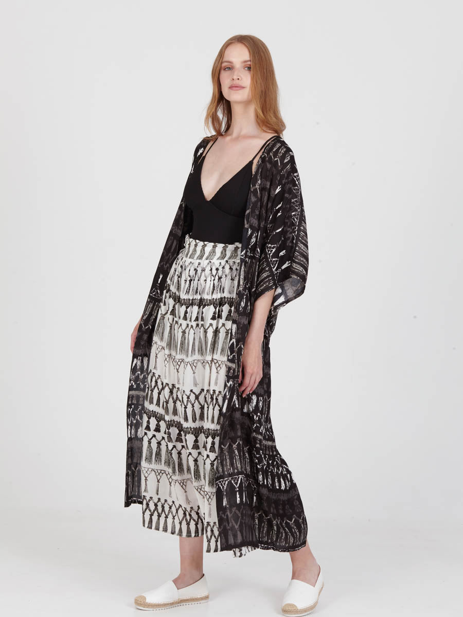 FRINGES BLACK loose shirt dress