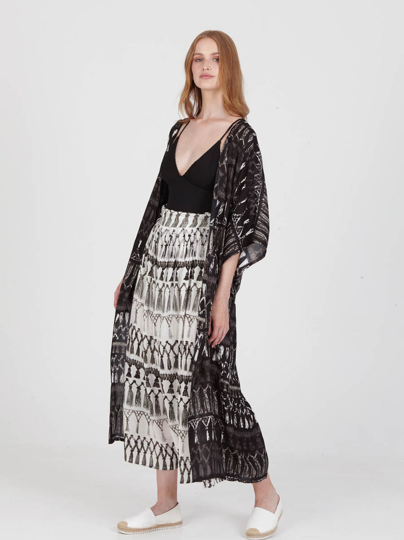 FRINGES BLACK loose shirt dress