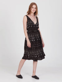 FRINGES BLACK midi wrap dress
