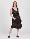 FRINGES BLACK midi wrap dress