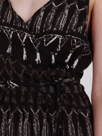 FRINGES BLACK midi wrap dress