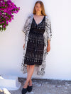 FRINGES BLACK midi wrap dress