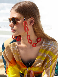 KIRKI glasses leather chain - orange