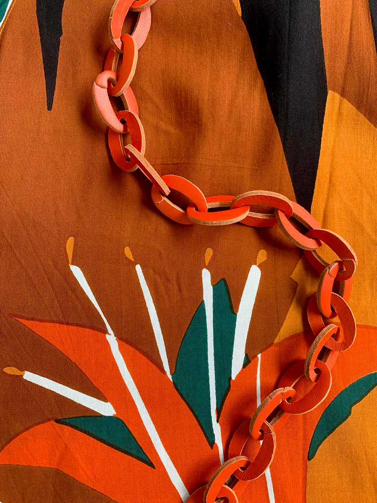 KIRKI glasses leather chain - orange