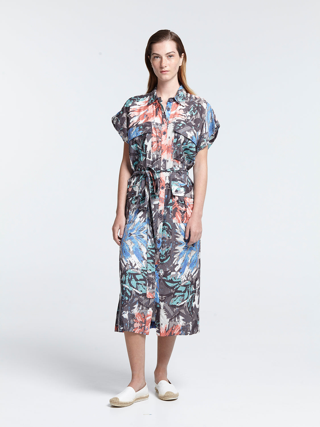 KALEIDOSCOPE sleeveless safari dress