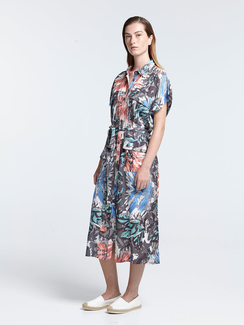 KALEIDOSCOPE sleeveless safari dress