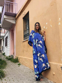 SUMMER BLOSSOM BLUE maxi caftan