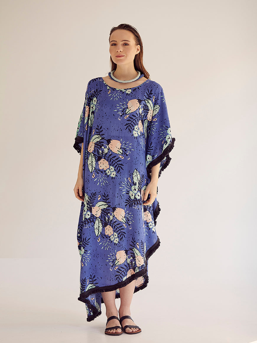 SUMMER BLOSSOM BLUE maxi caftan