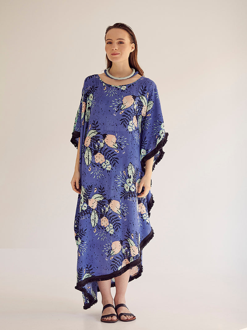 SUMMER BLOSSOM BLUE maxi caftan