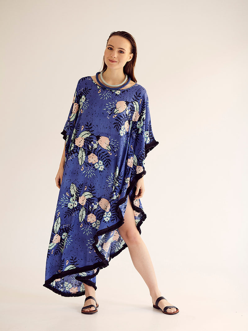 SUMMER BLOSSOM BLUE maxi caftan