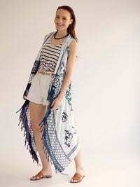PORCELAIN BLUES pareo vest