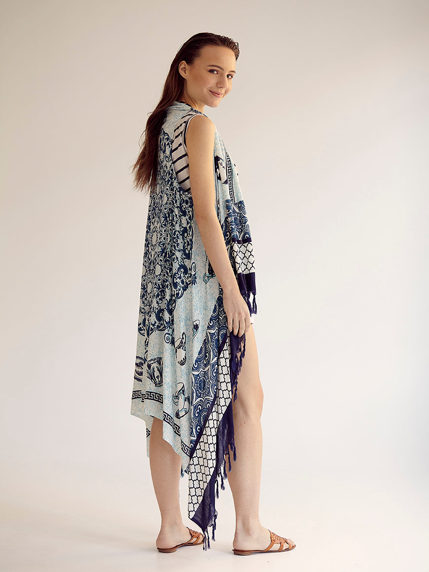 PORCELAIN BLUES pareo vest