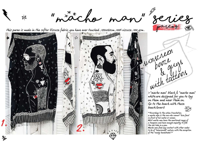 MACHO MAN WHITE pareo sarong